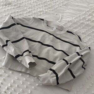 Lululemon Cropped Striped Gray and Black Sweatshirt